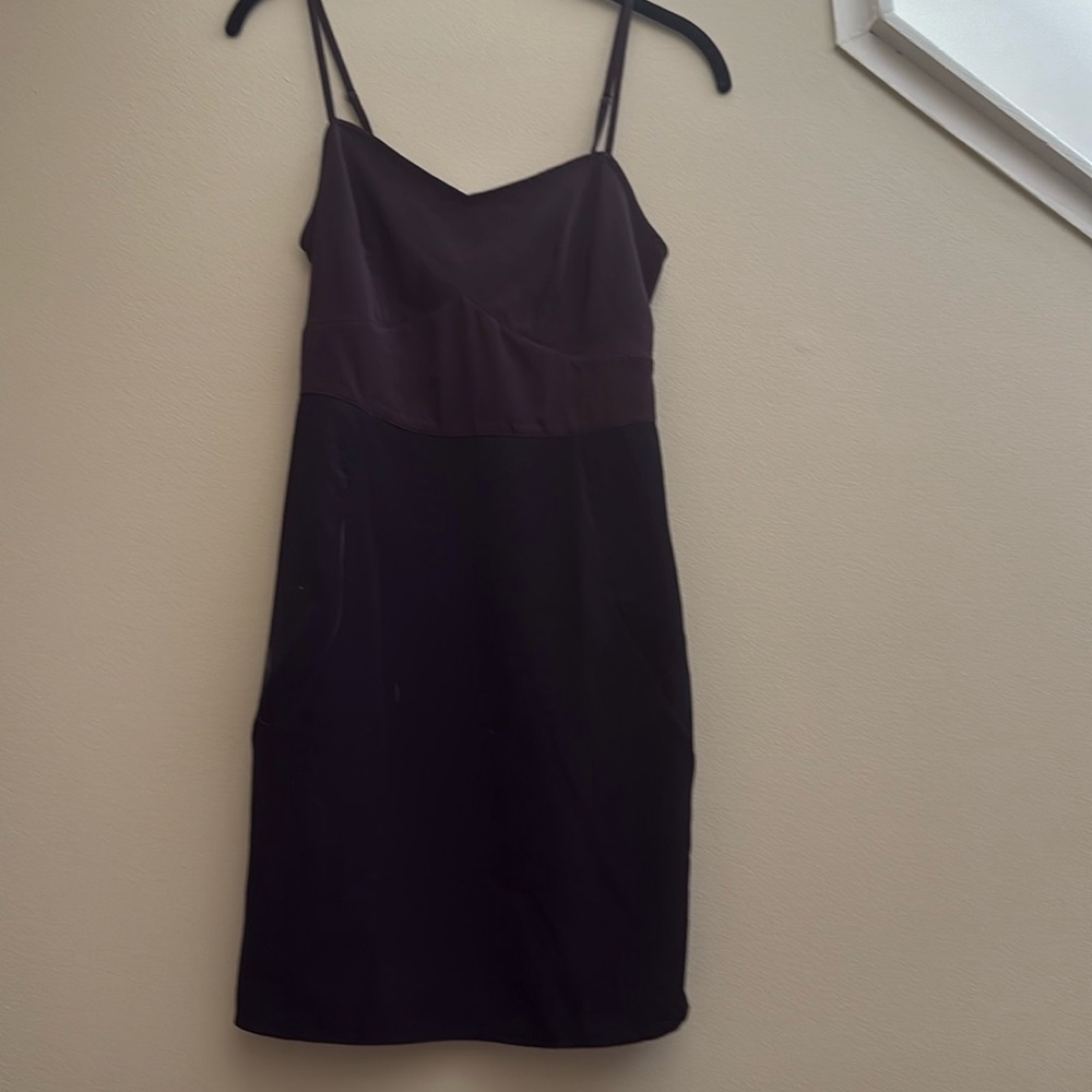 All Saints black with brown midriff silk cocktail dress